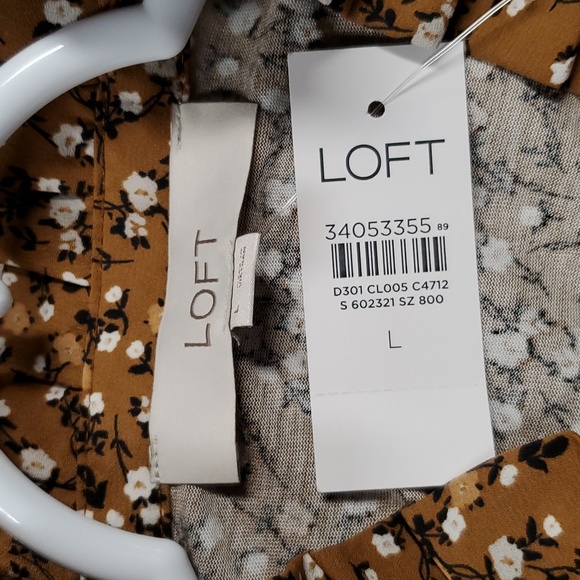 L Loft Brown floral top with ruffle and tie sleeveless NWT - Picture 5 of 6